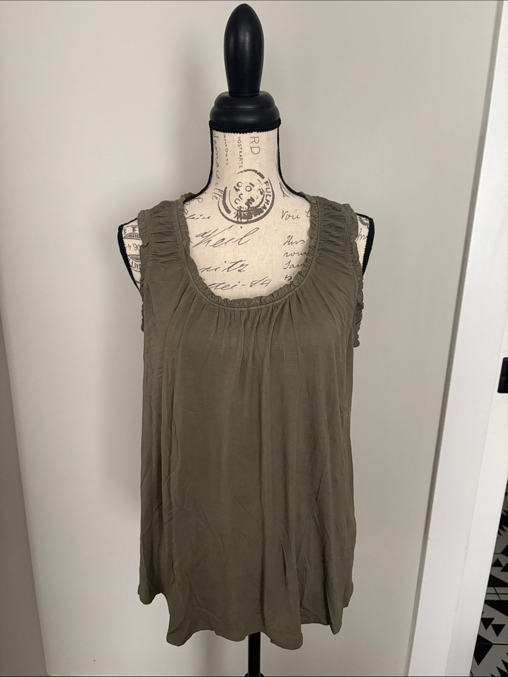 Maurices Olive Green XL Ruffle-Trim Tank